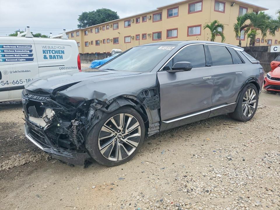 2023 Cadillac Lyriq VIN 1GYKPMRK1PZ000945 COPART salvage auction — FRONT END, Fl - Cert Of Title Slvg Rebuildable, sold $15 on 2026-07-31 (photo 1)