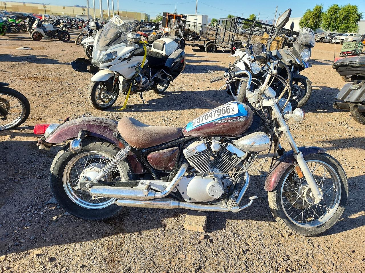 2009 Yamaha XV250 VIN JYAVG04E79A009661 COPART salvage auction — Side, AZ - CERTIFICATE OF TITLE, sold $500 on 2026-07-01 (photo 1)