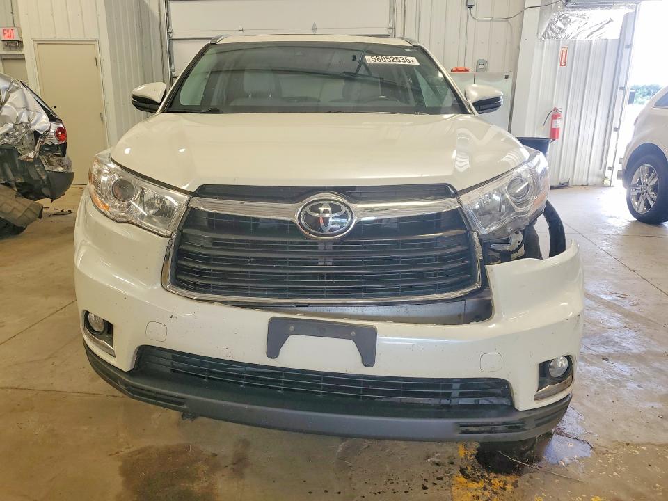 2014 Toyota Highlander VIN 5TDDKRFH1ES033946 COPART salvage auction — FRONT END, Mn - Cert Of Title-Salvage, sold $5,100 on 2026-07-28 (photo 5)