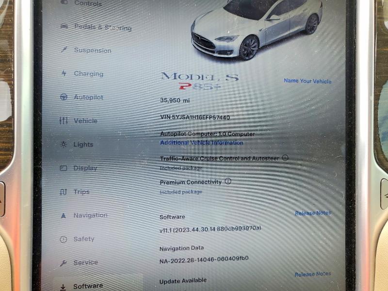 2014 Tesla Model s VIN 5YJSA1H16EFP57440 COPART salvage auction — FRONT END, Tn - Salvage Certificate, sold $7,600 on 2026-07-14 (photo 9)