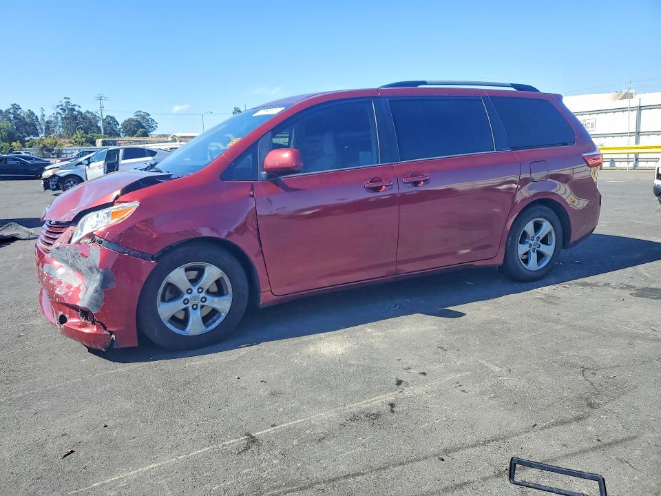 2015 Toyota Sienna VIN 5TDKK3DC8FS535110 COPART salvage auction — FRONT END, Ca - Salvage Certificate, sold $3,350 on 2026-07-13 (photo 1)