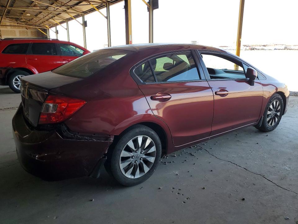 2012 Honda Civic VIN 2HGFB2F50CH612591 COPART salvage auction — REAR END, Az - Cert Of Title - Salvage, sold $2,050 on 2026-07-06 (photo 3)