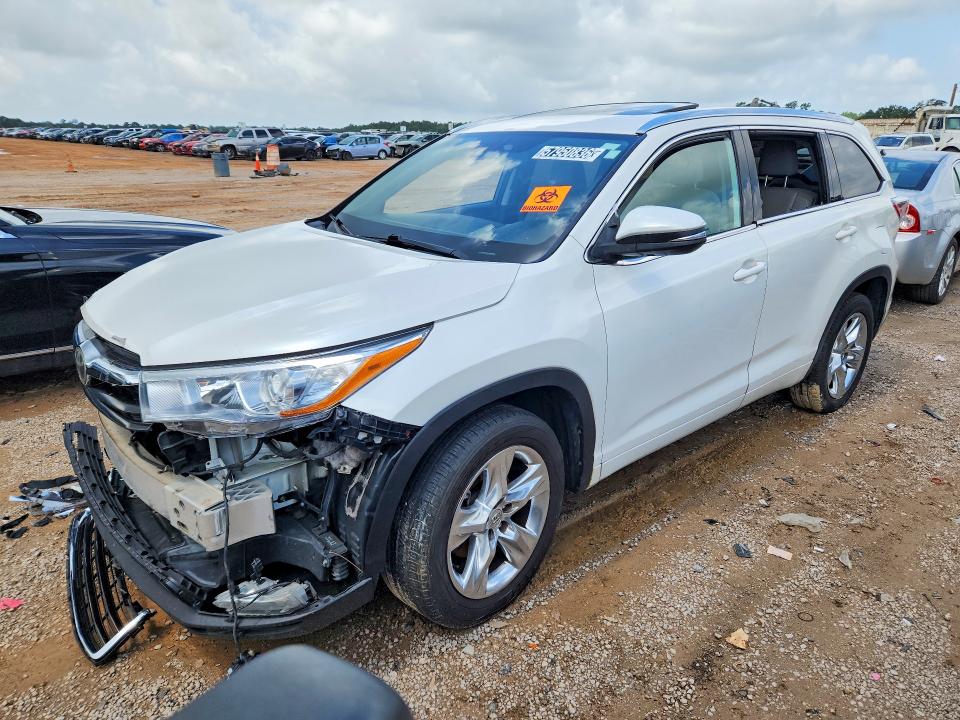 2014 Toyota Highlander VIN 5TDYKRFH1ES013133 COPART salvage auction — FRONT END, Ms - Certificate Of Title, sold $5,300 on 2026-07-16 (photo 1)
