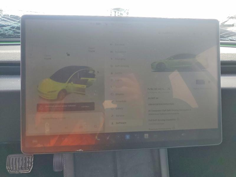 2025 Tesla Model 3 VIN 5YJ3E1EA3SF939041 COPART salvage auction — FRONT END, CA - SALVAGE CERTIFICATE, sold $600 on 2026-07-28 (photo 9)