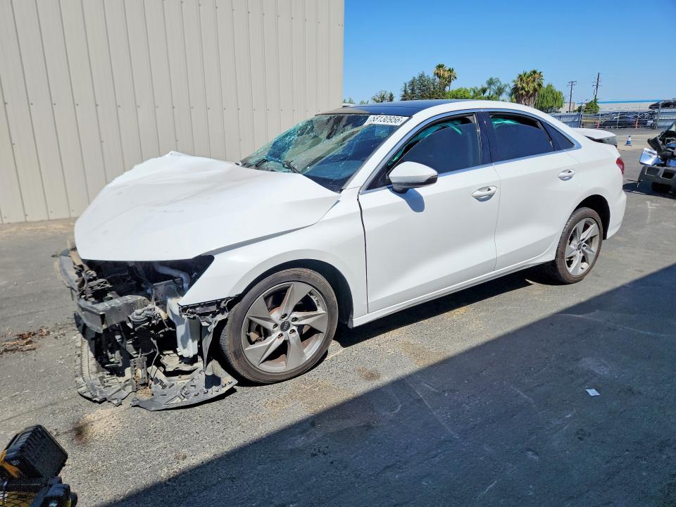 2023 Audi A3 VIN WAUAUDGY1PA075576 COPART salvage auction — FRONT END, Ca - Salvage Certificate, sold $300 on 2026-07-23 (photo 1)