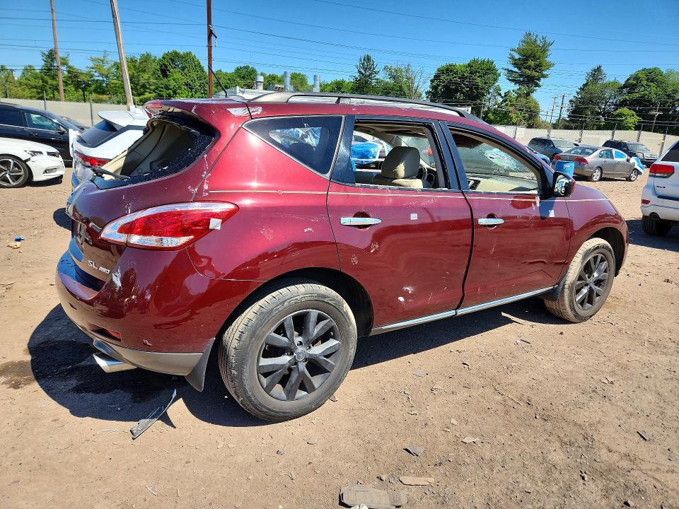 2012 Nissan Murano VIN JN8AZ1MW7CW236505 COPART salvage auction — VANDALISM, Pa - Certificate Of Salvage, sold $400 on 2026-07-13 (photo 3)
