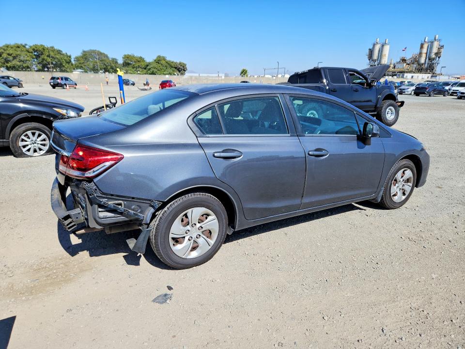 2013 Honda Civic VIN 19XFB2F56DE215379 COPART salvage auction — REAR END, Ca - Salvage Certificate, sold $2,950 on 2026-07-02 (photo 3)