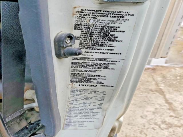 2022 Isuzu Nrr VIN JALE5W16XN730449X COPART salvage auction — FRONT END, KS - CERT OF TITLE-SALVAGE, sold $3,450 on 2026-07-07 (photo 9)