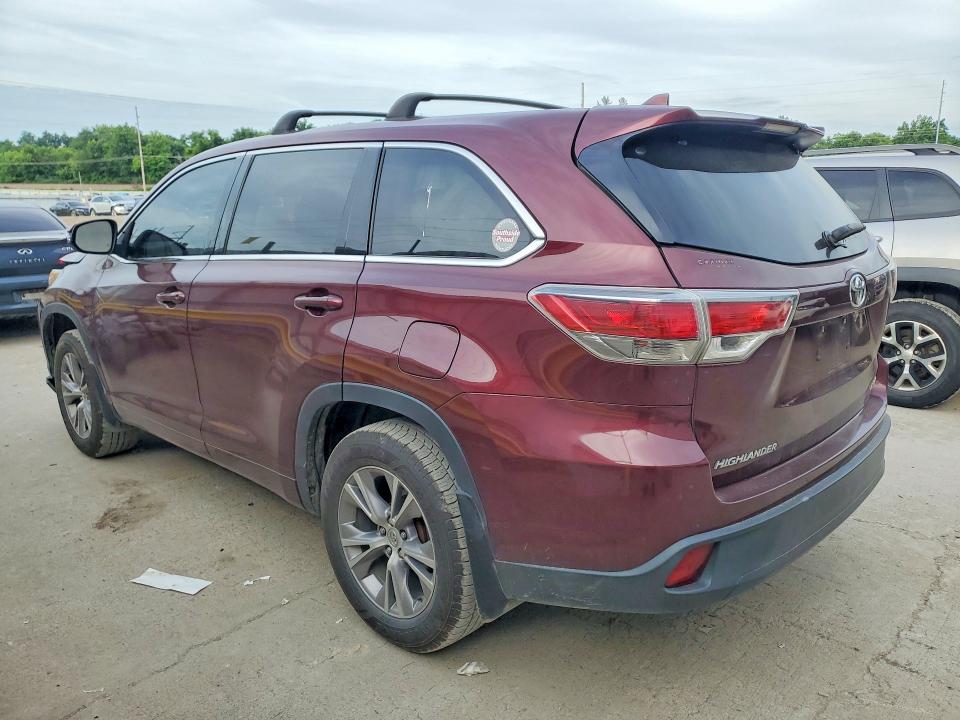 2015 Toyota Highlander VIN 5TDBKRFH7FS076101 COPART salvage auction — FRONT END, Ky - Bill Of Sale/Part Only/No Titl, sold $5,100 on 2026-07-08 (photo 2)