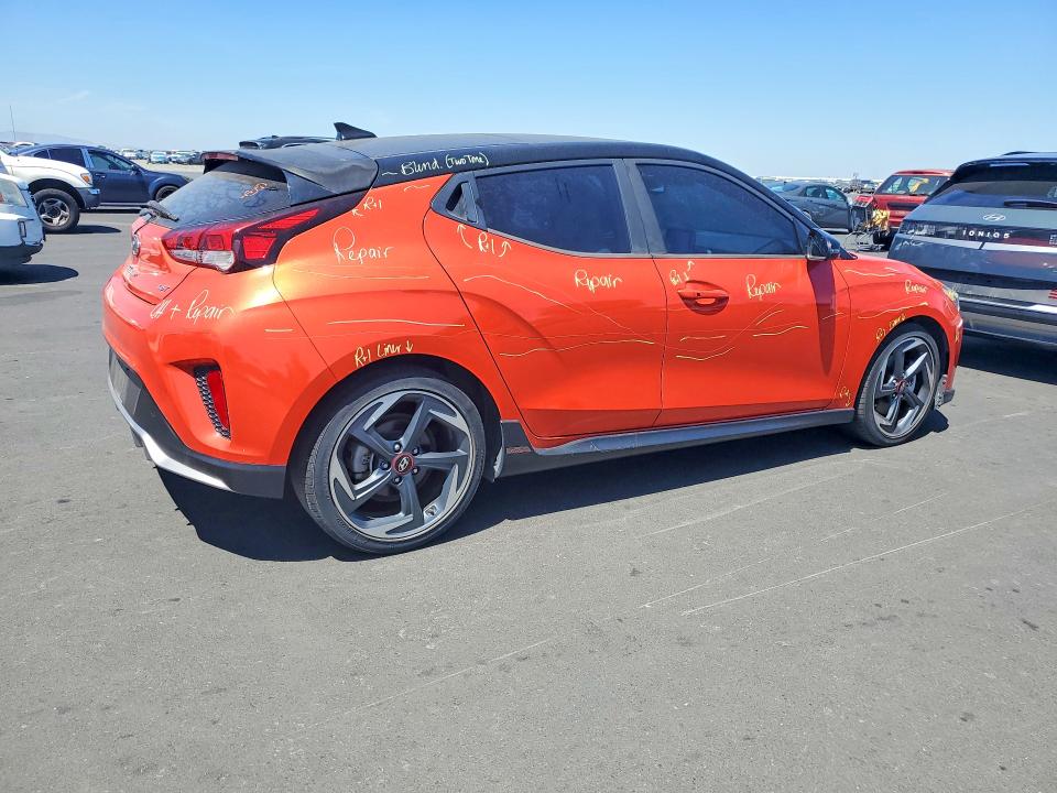 2019 Hyundai Veloster VIN KMHTH6AB4KU014483 COPART salvage auction — VANDALISM, Ca - Salvage Certificate, sold $1,850 on 2026-07-22 (photo 3)
