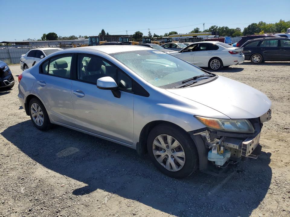 2012 Honda Civic VIN 19XFB2F54CE337480 COPART salvage auction — FRONT END, Ca - Salvage Certificate, sold $2,050 on 2026-07-02 (photo 4)
