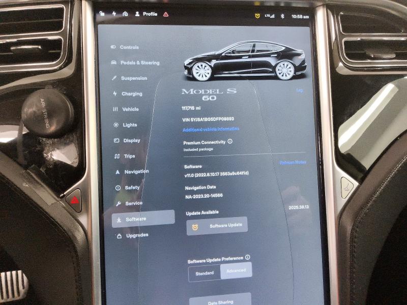 2013 Tesla Model s VIN 5YJSA1BG5DFP08693 COPART salvage auction — FRONT END, CA - CERTIFICATE OF TITLE, sold $3,650 on 2026-07-07 (photo 9)