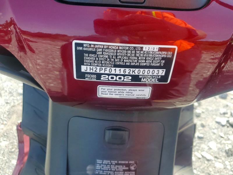 2002 Honda Silver wing VIN JH2PF01162K000037 COPART salvage auction — FRONT END, AL - CERT OF TITLE-SALVAGE TITLE, sold $60 on 2026-07-23 (photo 9)