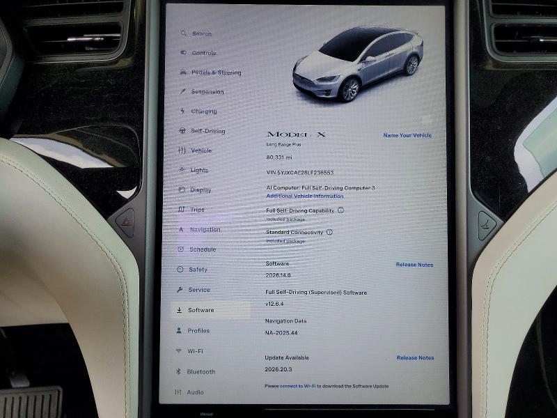 2020 Tesla Model x VIN 5YJXCAE28LF236553 COPART salvage auction — REAR END, Ca - Salvage Certificate, sold $8,200 on 2026-07-16 (photo 9)