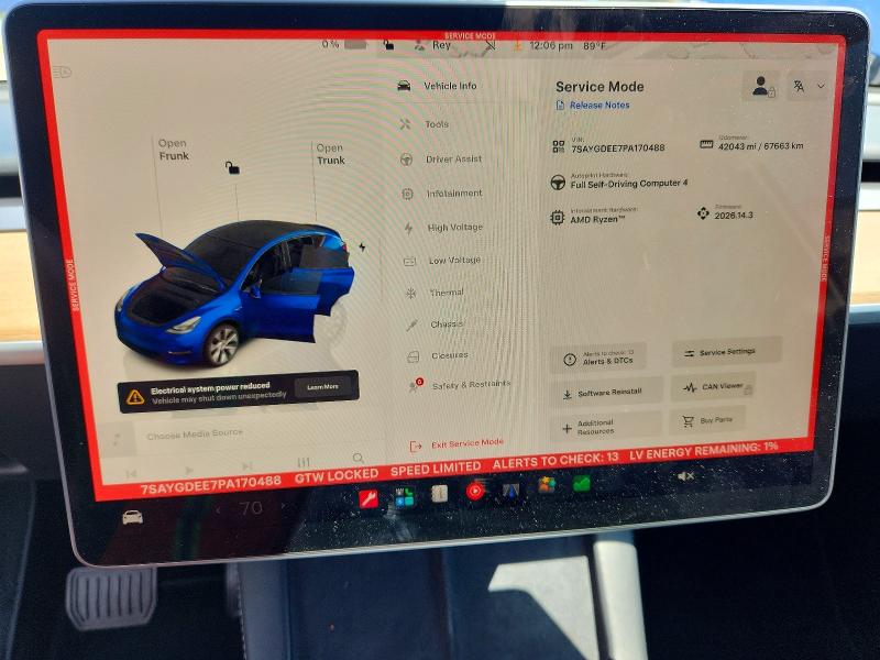 2023 Tesla VIN 7SAYGDEE7PA170488 COPART salvage auction — FRONT END, Fl - Cert Of Title Slvg Rebuildable, sold $12,900 on 2026-07-15 (photo 9)