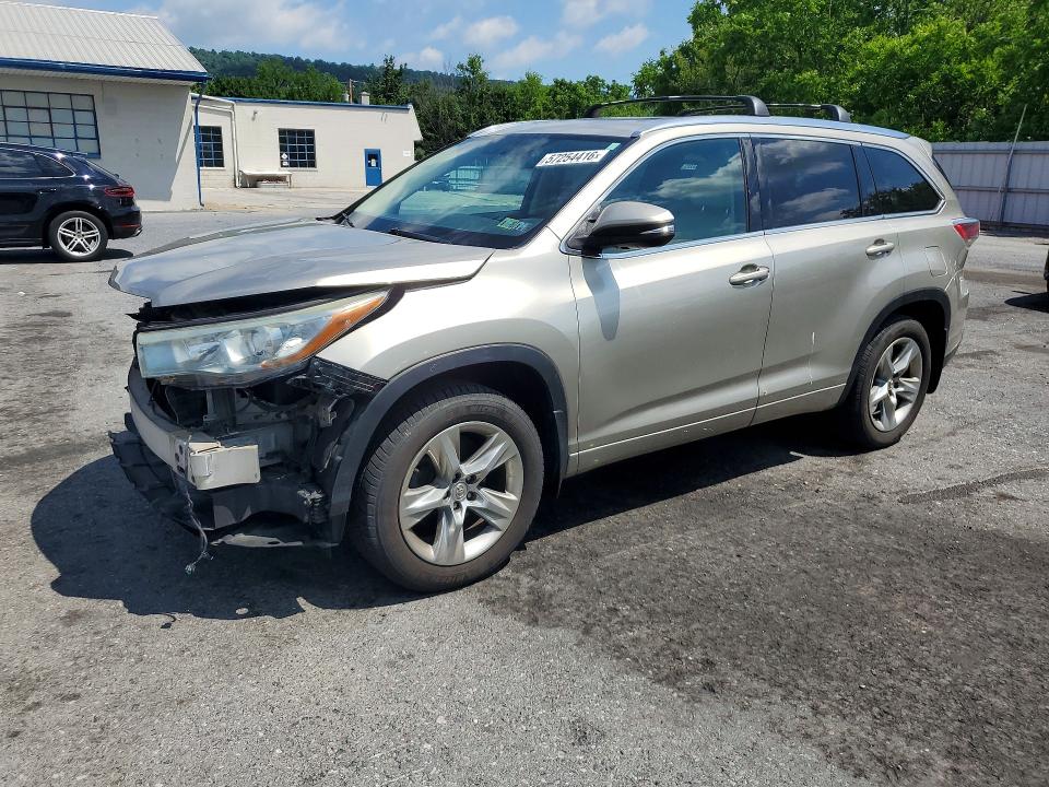 2014 Toyota Highlander VIN 5TDYKRFH5ES008517 COPART salvage auction — FRONT END, Pa - Certificate Of Salvage, sold $7,600 on 2026-07-14 (photo 1)