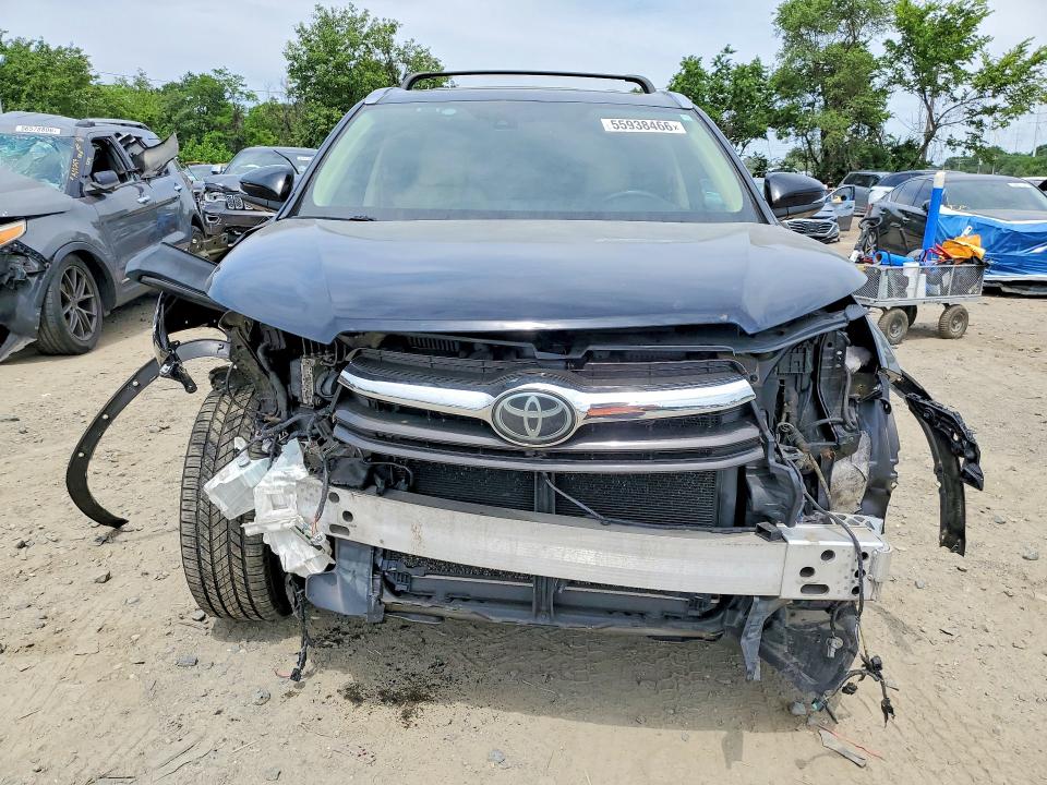2016 Toyota Highlander VIN 5TDDKRFH3GS292814 COPART salvage auction — FRONT END, Md - Cert Of Salvage > 75% Damage, sold $9,000 on 2026-07-07 (photo 5)