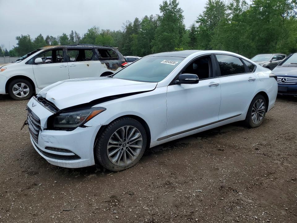 2015 Hyundai Genesis VIN KMHGN4JE0FU027181 COPART salvage auction — FRONT END, On - Permit Salvage, sold $1,950 on 2026-07-09 (photo 1)