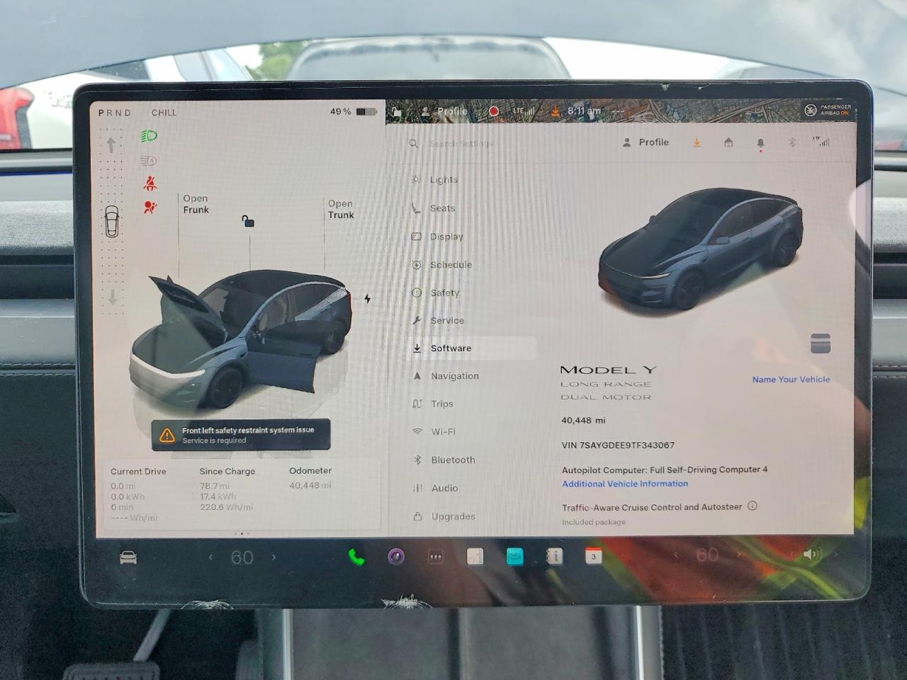 2026 Tesla Model y VIN 7SAYGDEE9TF343067 COPART salvage auction — Front End, Sd - Salvage Title, sold $19,200 on 2026-08-24 (photo 9)