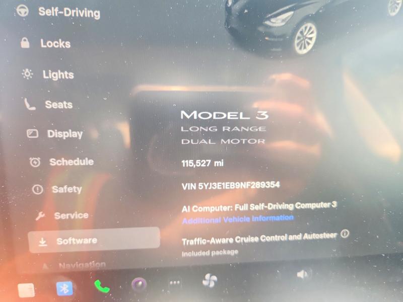 2022 Tesla Model 3 VIN 5YJ3E1EB9NF289354 COPART salvage auction — UNDERCARRIAGE, NY - CERTIFICATE OF TITLE, sold $13,000 on 2026-07-08 (photo 9)
