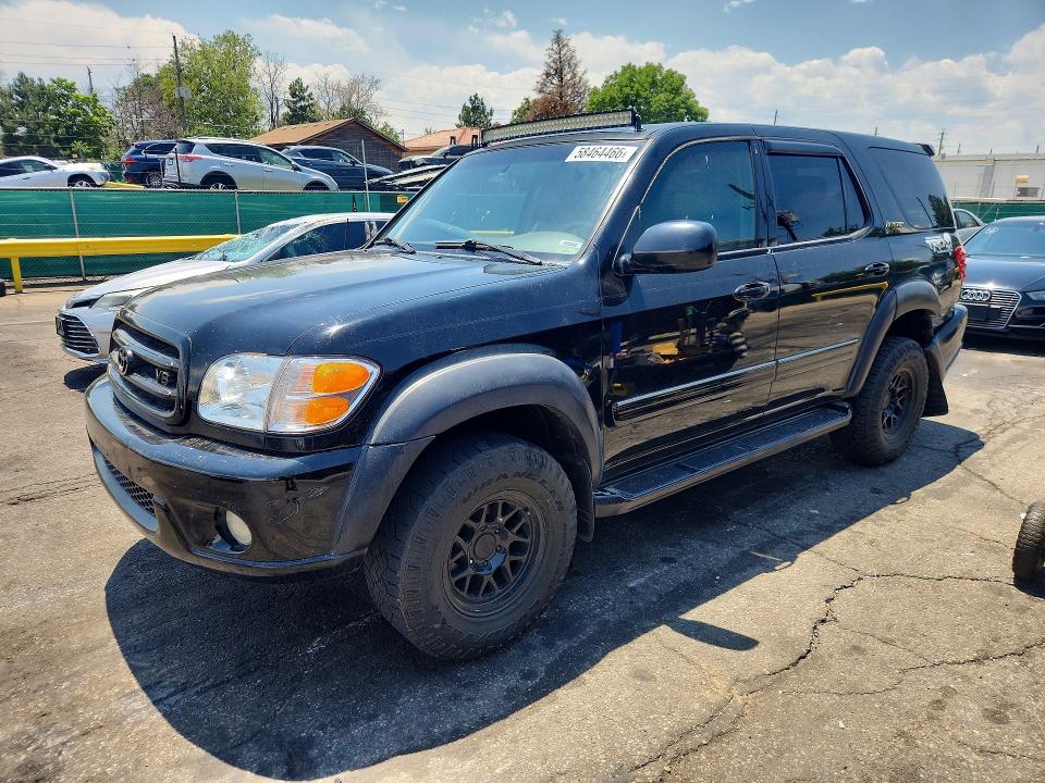 2001 Toyota Sequoia VIN 5TDBT48A01S023846 COPART salvage auction — REAR END, CO - PUBLIC - SALVAGE TITLE (P), sold $1,000 on 2026-07-14 (photo 1)