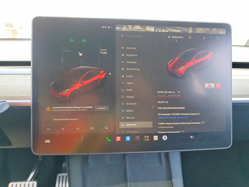 2022 Tesla Model y VIN 7SAYGDEF6NF491365 COPART salvage auction — REAR END, Ca - Salvage Certificate, sold $9,700 on 2026-07-16 (photo 9)