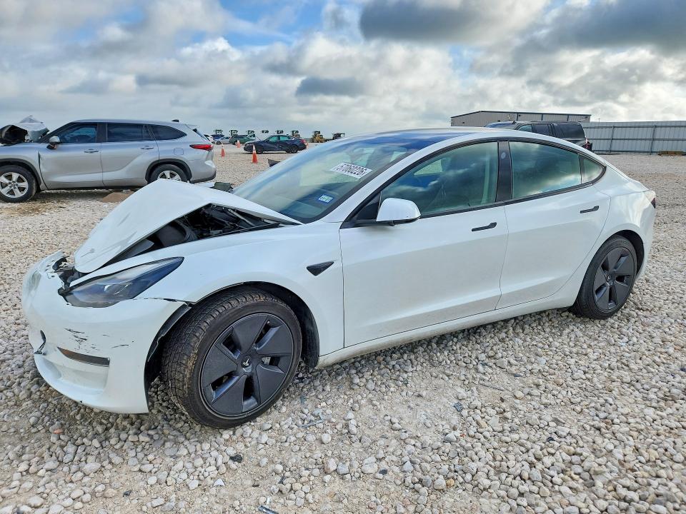 2023 Tesla Model 3 VIN 5YJ3E1EA9PF502670 COPART salvage auction — FRONT END, Tx - Salvage Vehicle Title, sold $3,400 on 2026-07-30 (photo 1)