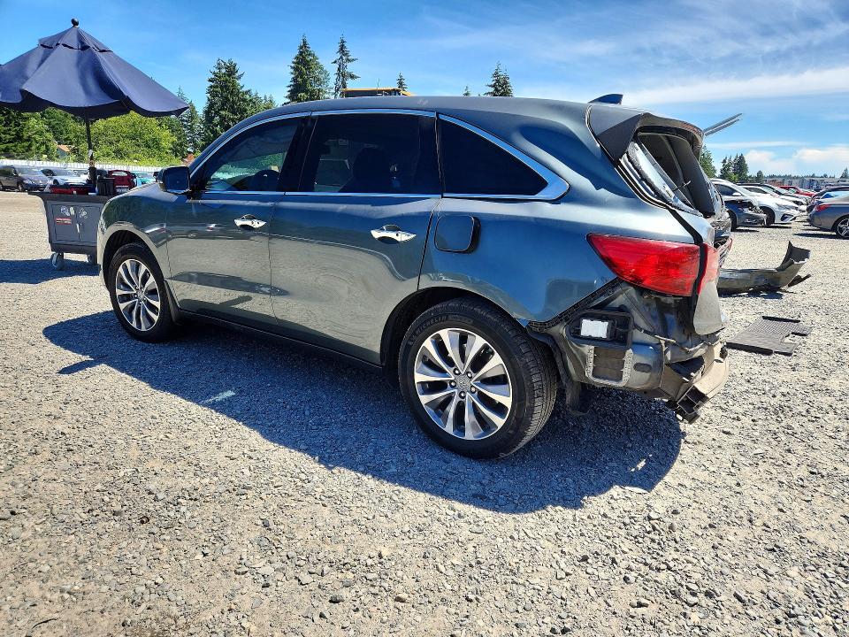 2015 Acura VIN 5FRYD4H49FB021864 COPART salvage auction — REAR END, Salvage Title, sold $1,600 on 2026-07-25 (photo 2)