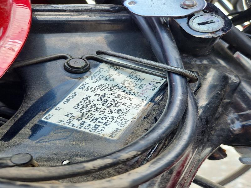 1997 Kawasaki Vulcan VIN JKBVNAD14VA062637 COPART salvage auction — WATER/FLOOD, Ar - Certificate Of Title, sold $50 on 2026-07-30 (photo 9)