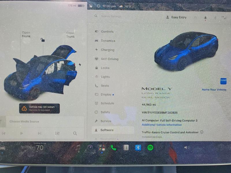2021 Tesla VIN 5YJYGDEE6MF282825 COPART salvage auction — FRONT END, Ca - Salvage Certificate, sold $5,600 on 2026-07-28 (photo 9)