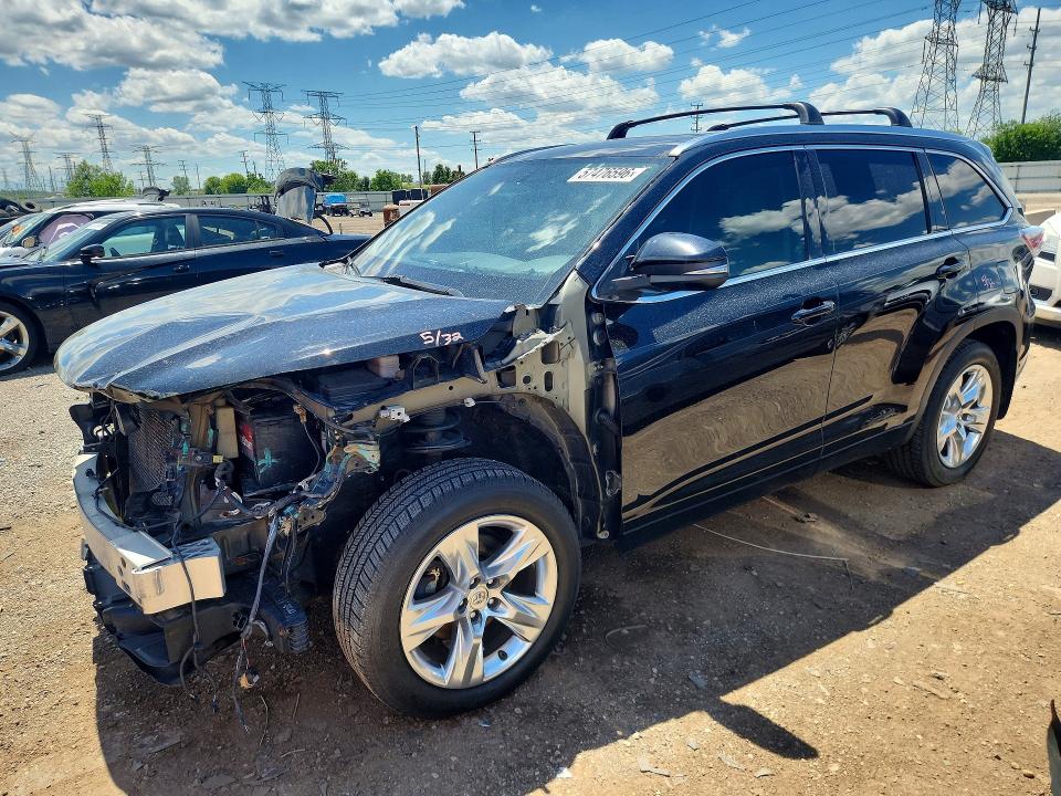 2014 Toyota Highlander VIN 5TDDKRFH5ES060082 COPART salvage auction — FRONT END, Il - Salvage Certificate, sold $6,100 on 2026-07-21 (photo 1)