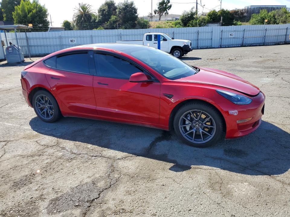 2021 Tesla VIN 5YJ3E1EB4MF875460 COPART salvage auction — REAR END, Ca - Salvage Certificate, sold $5,600 on 2026-07-24 (photo 4)