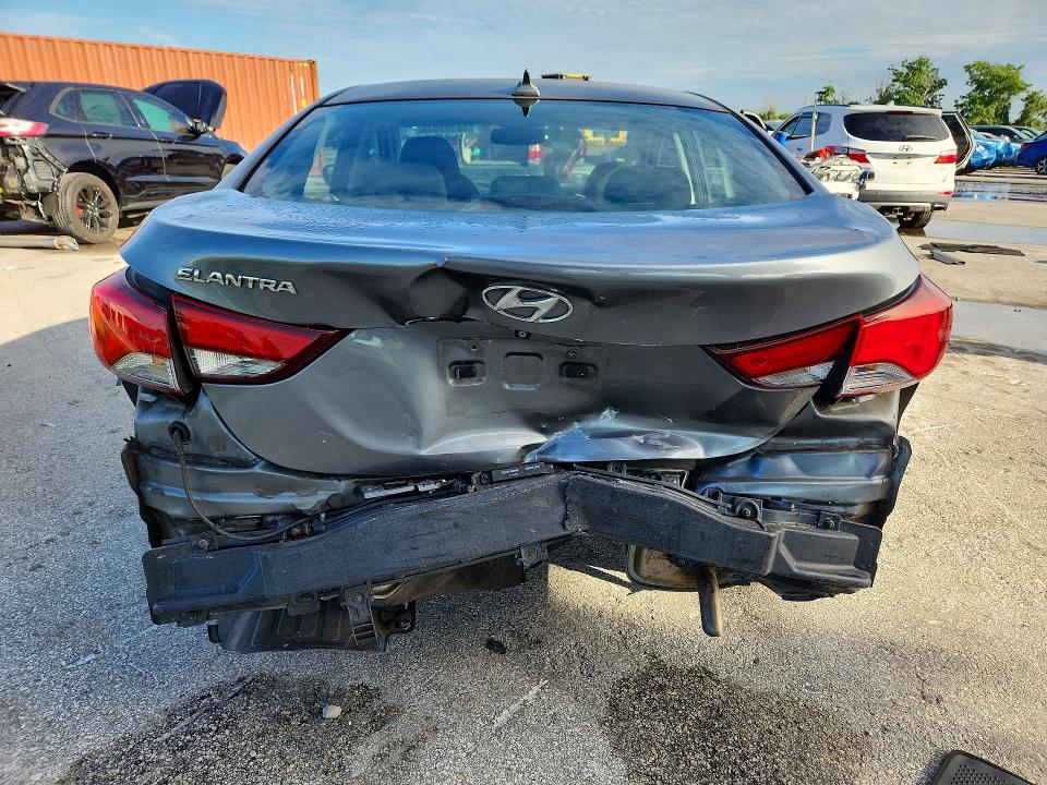 2016 Hyundai Elantra VIN KMHDH4AE0GU581364 COPART salvage auction — REAR END, FL - CERT OF TITLE SLVG REBUILDABLE, sold $1,300 on 2026-07-02 (photo 6)