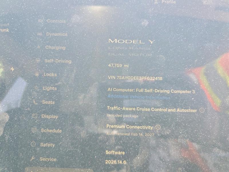 2023 Tesla VIN 7SAYGDEE3PF632418 COPART salvage auction — REAR END, Ny - Mv-907A Salvage Certificate, sold $12,600 on 2026-07-13 (photo 9)
