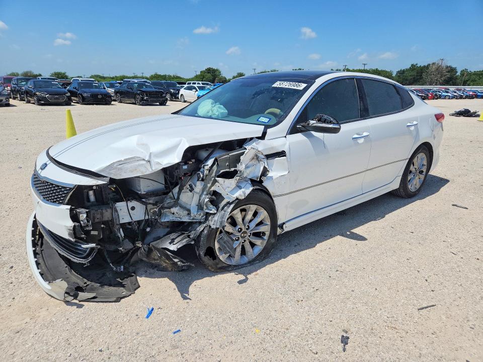 2018 Kia Optima VIN 5XXGU4L31JG204368 COPART salvage auction — FRONT END, TX - SALVAGE VEHICLE TITLE (P), sold $150 on 2026-07-23 (photo 1)