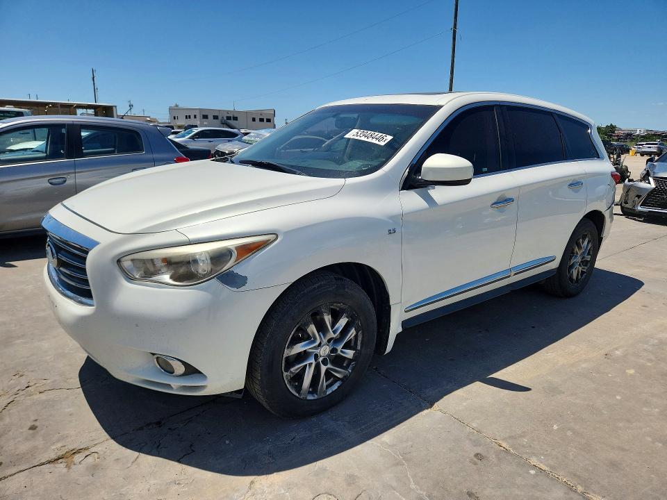 2014 Infiniti VIN 5N1AL0MN0EC521156 COPART salvage auction — REAR END, Tx - Certificate Of Title (P), sold $675 on 2026-07-09 (photo 1)