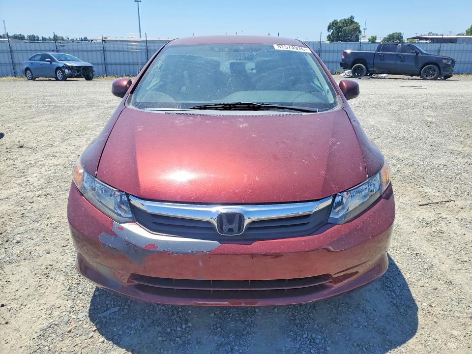2012 Honda Civic VIN 2HGFB2E55CH553524 COPART salvage auction — REAR END, Ca - Salvage Certificate, sold $2,200 on 2026-07-02 (photo 5)