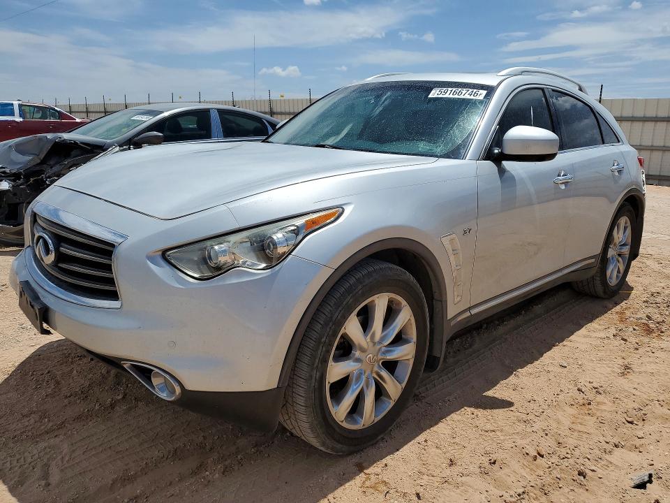 2014 Infiniti Qx70 VIN JN8CS1MU4EM450247 COPART salvage auction — FRONT END, Tx - Salvage Vehicle Title, sold $2,150 on 2026-07-22 (photo 1)