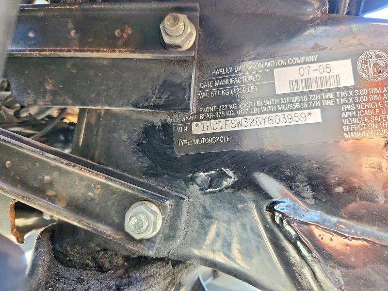 2006 Harley-davidson Fltri VIN 1HD1FSW326Y603959 COPART salvage auction — SIDE, Ca - Salvage Certificate, sold $1,450 on 2026-07-02 (photo 9)