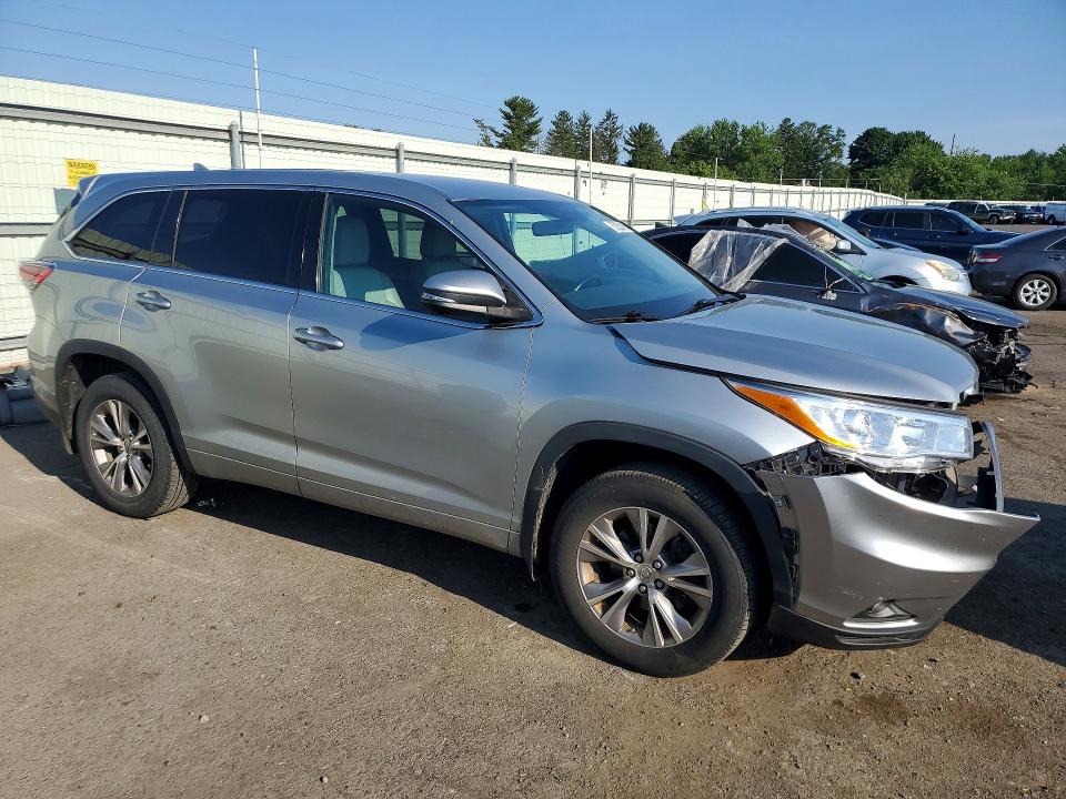 2015 Toyota Highlander VIN 5TDBKRFH3FS164983 COPART salvage auction — FRONT END, Pa - Certificate Of Salvage, sold $6,000 on 2026-07-07 (photo 4)