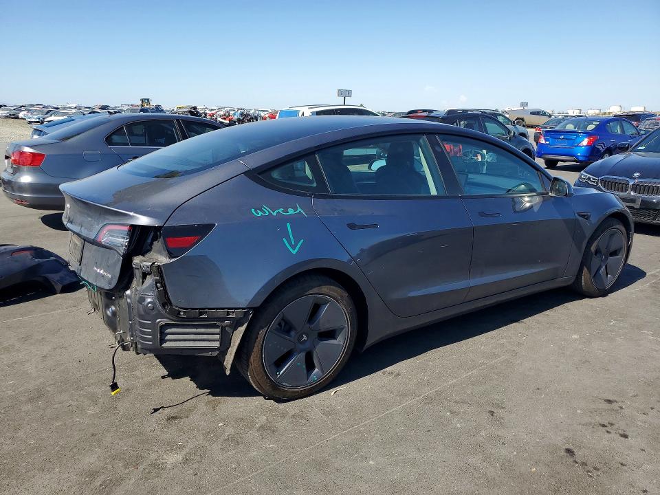2022 Tesla Model 3 VIN 5YJ3E1EB9NF208109 COPART salvage auction — REAR END, Ca - Salvage Certificate, sold $10,100 on 2026-07-27 (photo 3)