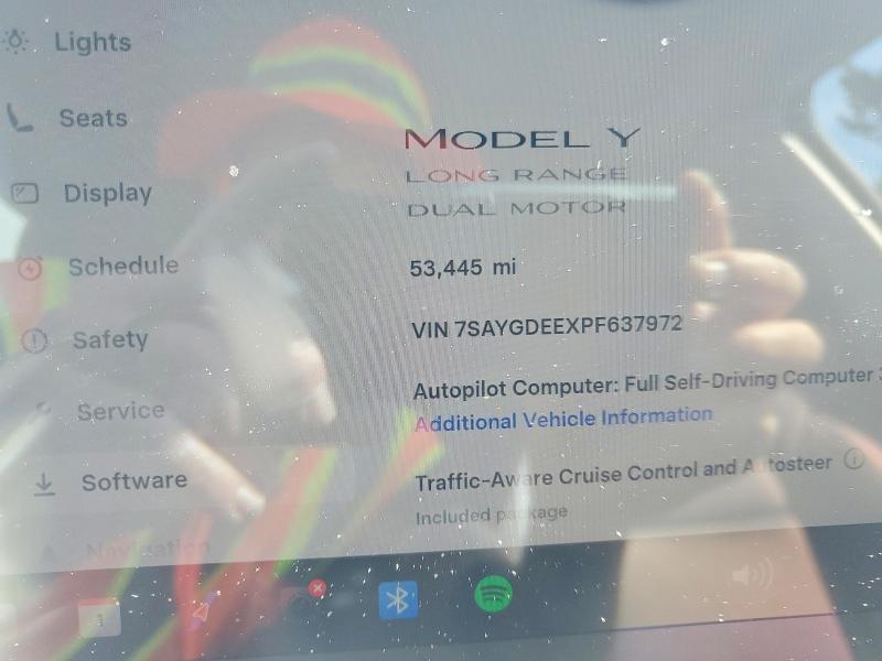 2023 Tesla Model y VIN 7SAYGDEEXPF637972 COPART salvage auction — FRONT END, Or - Wrecker's Notice (Parts Only), sold $6,100 on 2026-07-27 (photo 9)
