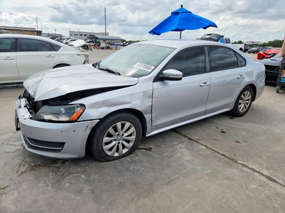 2013 Volkswagen Passat VIN 1VWAH7A30DC018563 COPART salvage auction — FRONT END, Tx - Certificate Of Title (P), sold $675 on 2026-07-27 (photo 1)