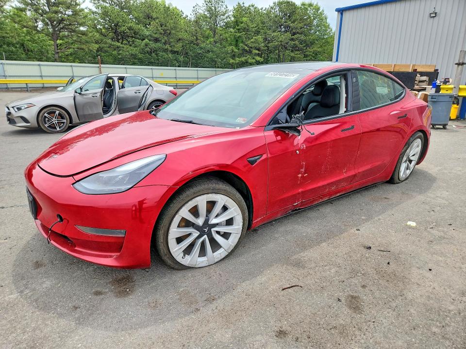 2022 Tesla Model 3 VIN 5YJ3E1EA5NF286054 COPART salvage auction — SIDE, VA - CERT OF TITLE - SALVAGE, sold $3,550 on 2026-07-22 (photo 1)