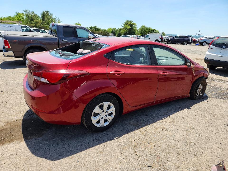2016 Hyundai Elantra VIN KMHDH4AE1GU652135 COPART salvage auction — ROLLOVER, Pa - Certificate Of Salvage, sold $950 on 2026-07-17 (photo 3)