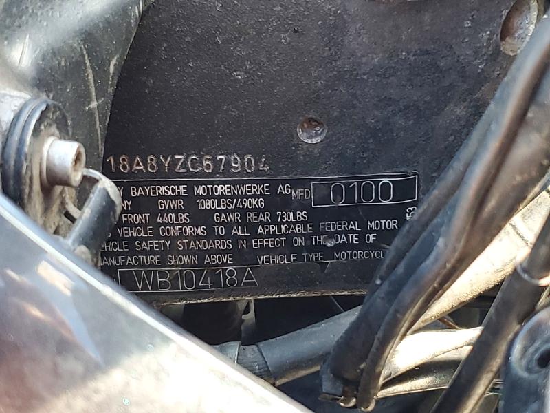 2000 BMW R VIN WB10418A8YZC67904 COPART salvage auction — FRONT END, Or - Salvage Title Certificate, sold $150 on 2026-07-09 (photo 9)