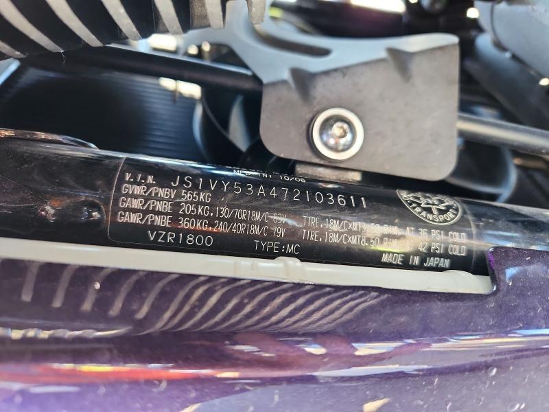 2007 Suzuki Vzr1800 VIN JS1VY53A472103611 COPART salvage auction — FRONT END, ON - PERMIT NO BRAND - UNFIT, sold $825 on 2026-07-14 (photo 8)