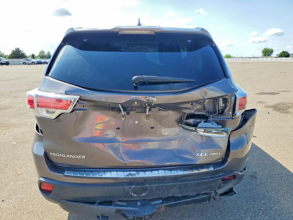 2016 Toyota Highlander VIN 5TDJKRFH7GS339507 COPART salvage auction — REAR END, Mn - Cert Of Title-Salvage, sold $6,200 on 2026-07-09 (photo 6)