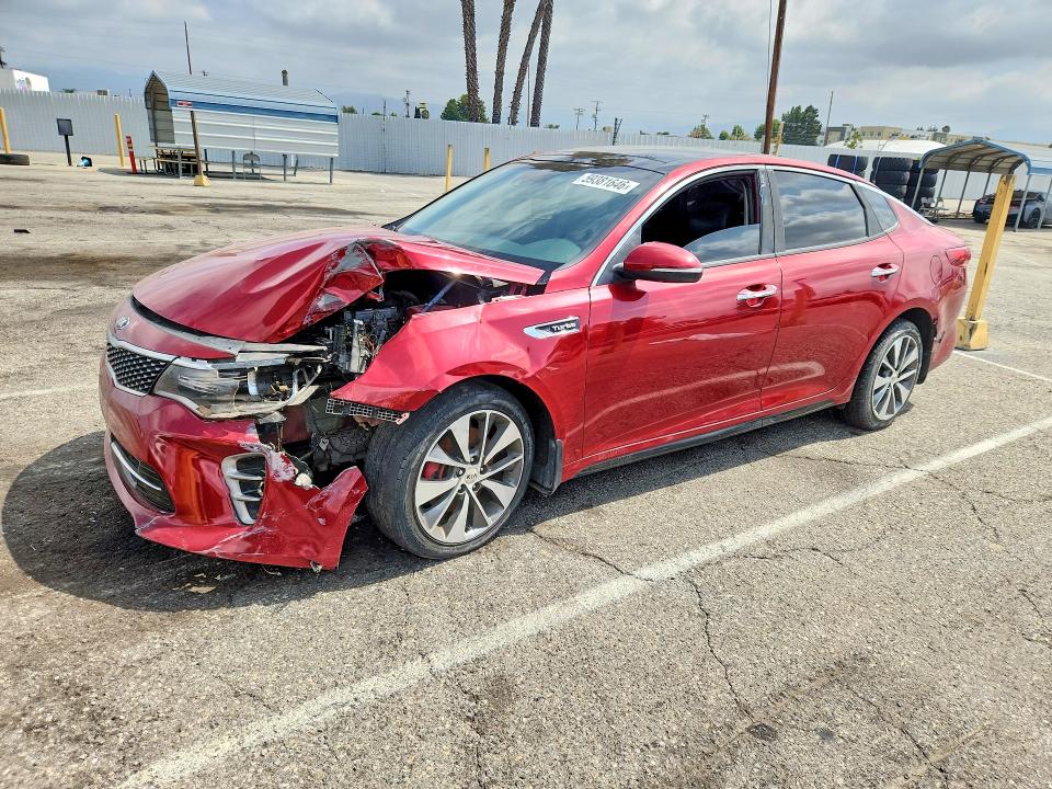 2016 Kia Optima VIN 5XXGW4L2XGG074388 COPART salvage auction — FRONT END, Ca - Dis/Dlr/Exp Only Clean Title, sold $825 on 2026-07-17 (photo 1)