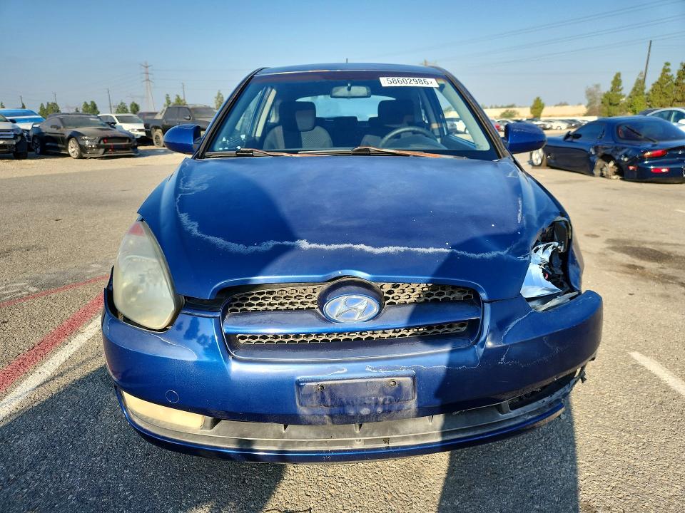 2007 Hyundai Accent VIN KMHCN36C37U008318 COPART salvage auction — FRONT END, Ca - Salvage Certificate, sold $575 on 2026-07-30 (photo 5)